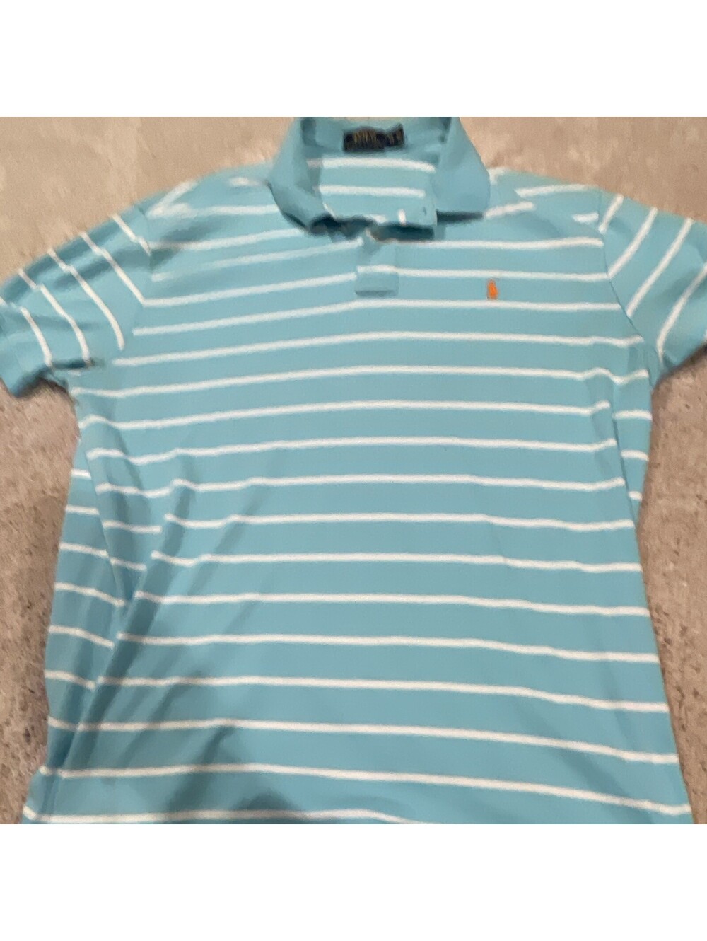 Polo Ralph Lauren Men's XL Polo Blue/White Striped Short Sleeve Pony Logo Button